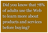 78% of Adults use the web to research about a product or service